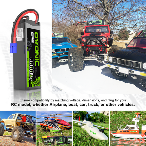 OVONIC 3S 6000mAh 11.1V 130C Lipo Battery with EC5 Plug for 1/8 & 1/10 Scale RC Car Truck RC Plane