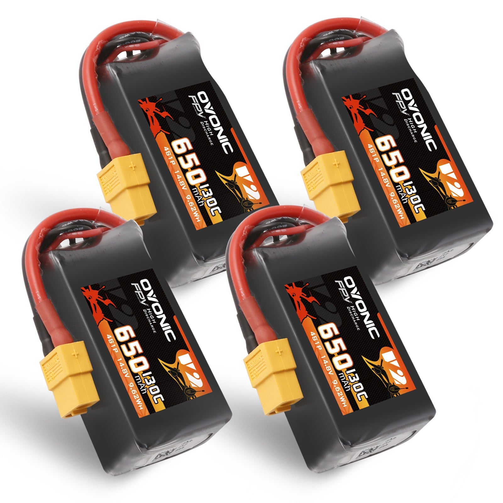 Ovonic 4S 650mAh LiPo Battery 130C 14.8V with XT60 Plug for FPV Racing Drone