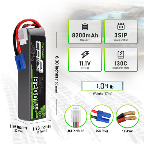 OVONIC 3S Lipo Battery 8200mAh 130C 11.1V RC Lipo Battery with EC5 Plug