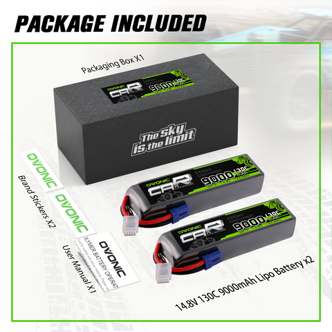 OVONIC 4S LiPo Battery 9000mAh 14.8V 130C RC Battery with EC5 Plug