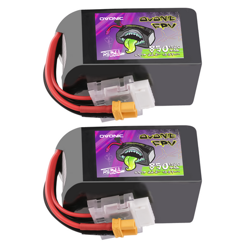 2×Ovonic Rebel 2.0 150C 6S 850mah Lipo Battery 22.2V Pack with XT30 Plug for Multirotor FPV