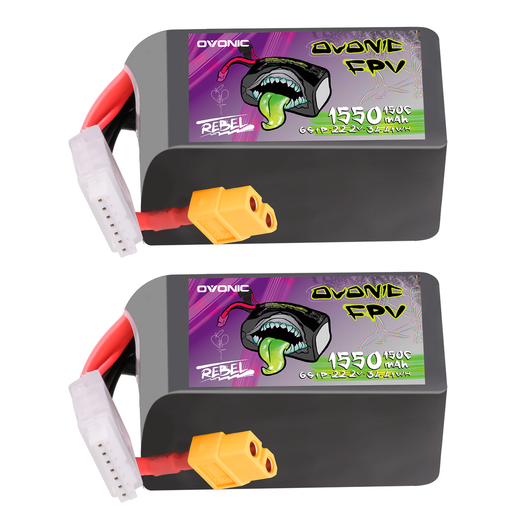 2×Ovonic Rebel 2.0 6S Lipo Battery 1550mAh 6S1P 150C 22.2V FPV