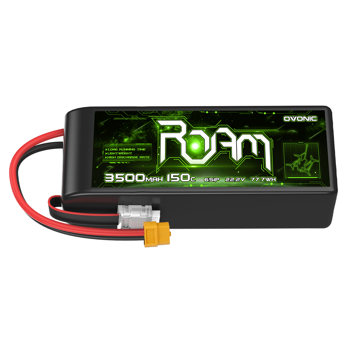 Ovonic Roam Series 6S Lipo Battery 3500mAh 6S1P 150C 22.2V Long Range Lipo Battery with XT60 Plug for 6-8 Inch Long Range X-Class 6S HD Cinelifter