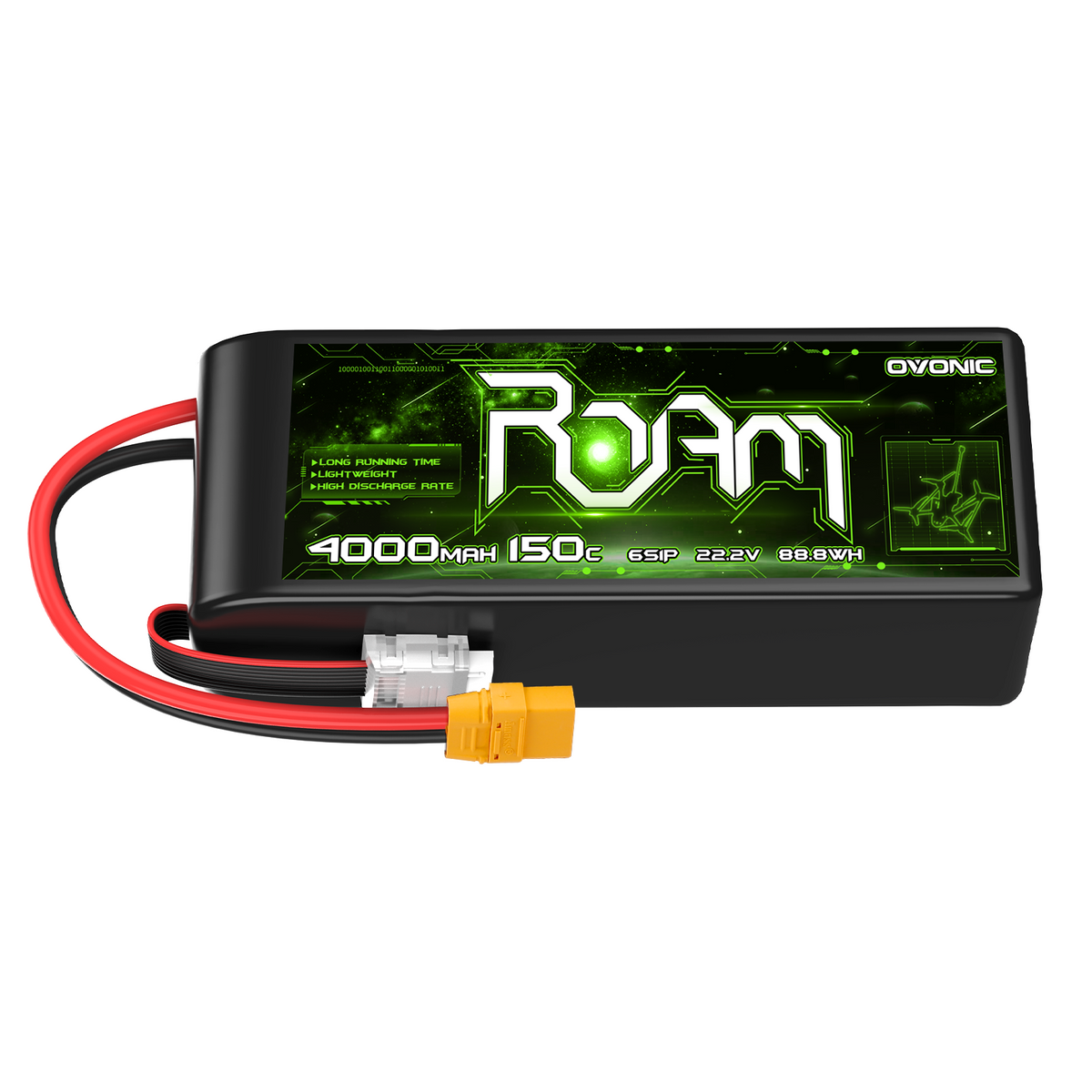 Ovonic Roam Series 6S Lipo Battery 4000mAh 6S1P 150C 22.2V Long Range Lipo Battery with XT90 Plug for 7-10 inch Long Range Drone Taurus X8 6S HD Cinelifter Multirotor X-Class