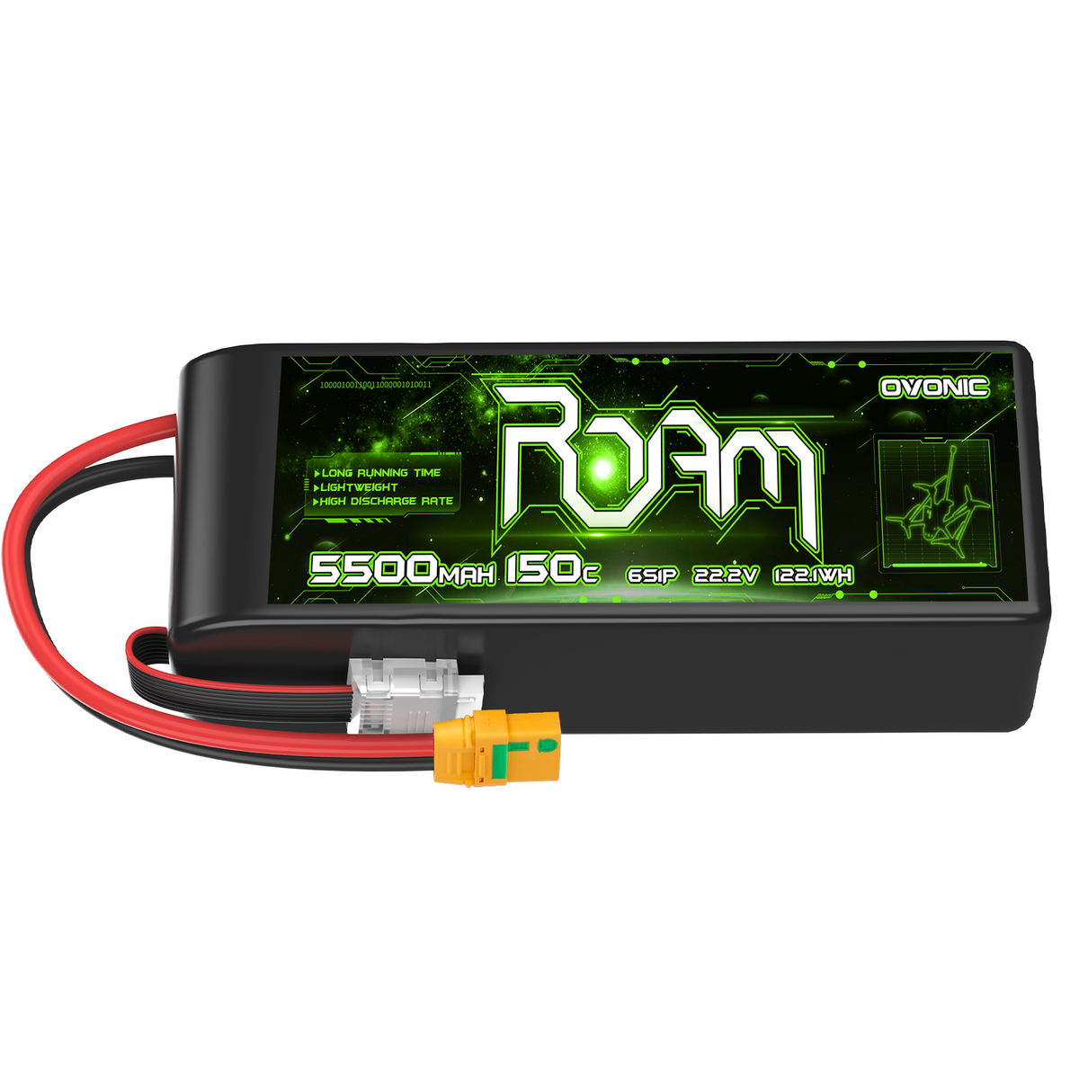 Ovonic Roam Series 6S Lipo Battery 5500mAh 6S1P 150C 22.2V Long Range Lipo Battery with XT90-S Anti Spark Plug for 7-10 inch Cinelifter Multirotor X-Class FPV Drone