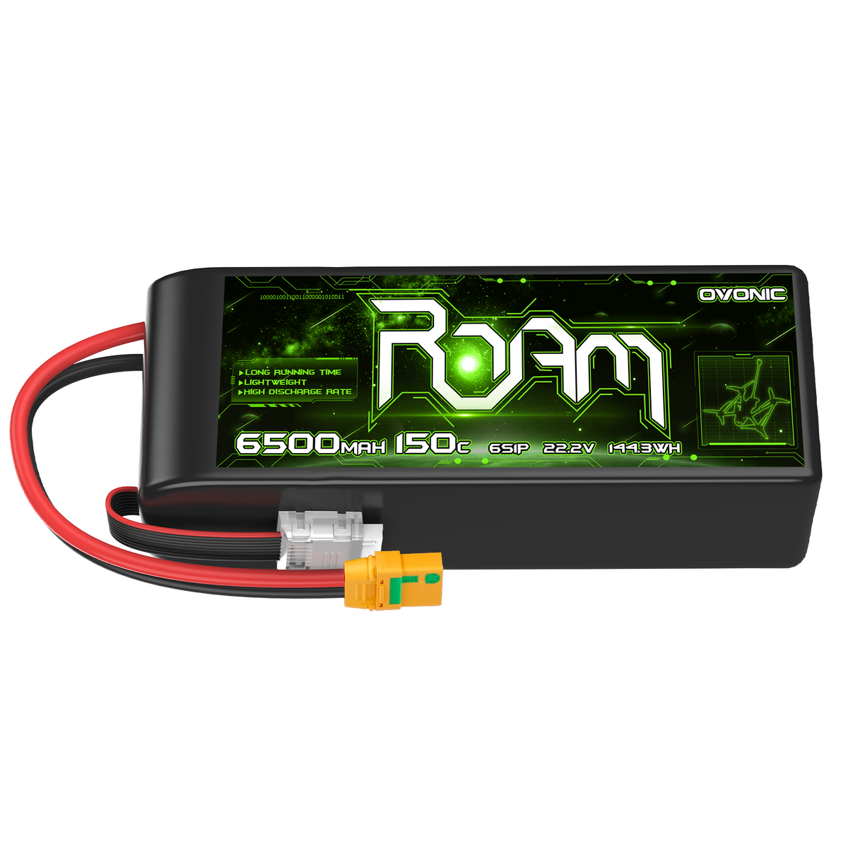 Ovonic Roam Series 6S Lipo Battery 6500mAh 6S1P 150C 22.2V Long Range Lipo Battery with XT90-S Anti Spark Plug for 6-10 Inch Long Range Cenilifter Multirotor X-Class