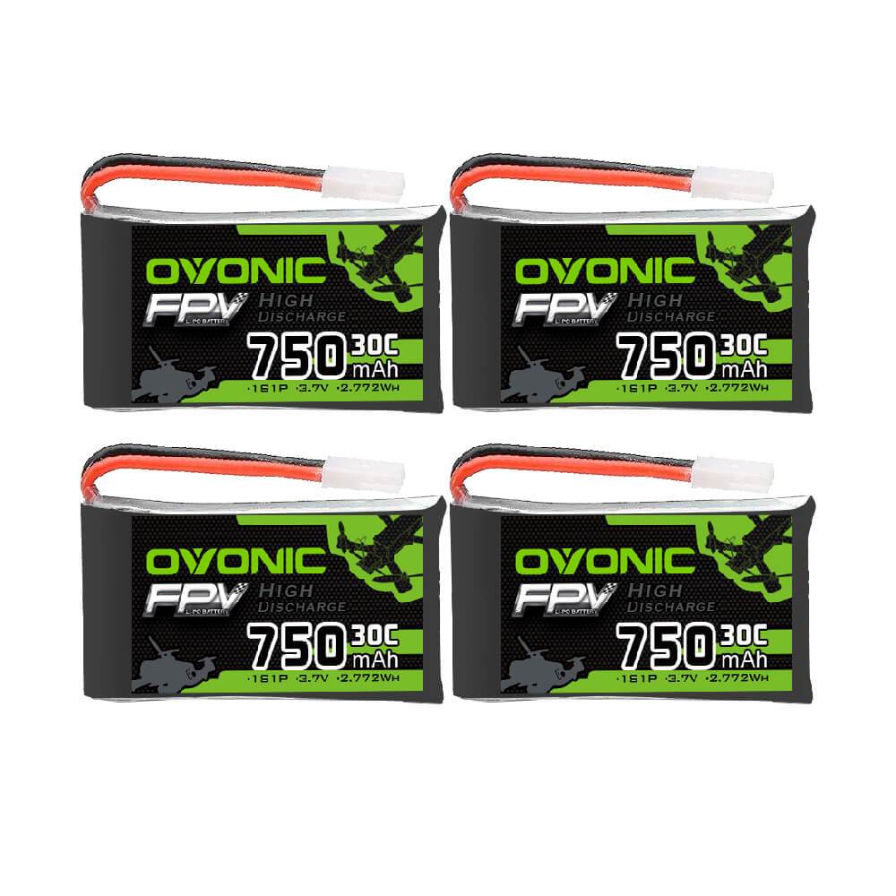 [4 Packs] OVONIC 3.7V 750mAh 1S1P 30C Molex Plug LiPo Battery for Syma X5C X5SW micro quad - Ampow