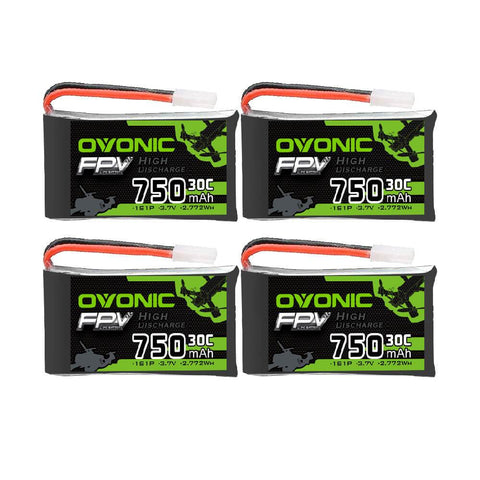 [4 Packs] OVONIC 3.7V 750mAh 1S1P 30C Molex Plug LiPo Battery for Syma X5C X5SW micro quad - Ampow