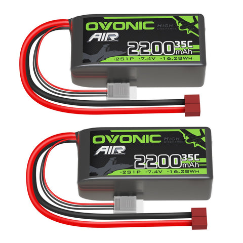 OVONIC 2S LiPo Battery 2200mAh 2S1P 35C 7.4V with a Deans Plug for RC airplanes