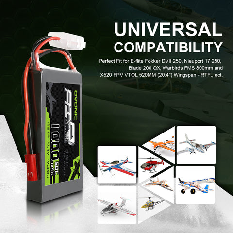2×Ovonic 2S Lipo Battery Pack 1000mAh 50C 7.4V with JST Plug for RC helicopter RC Aircraft