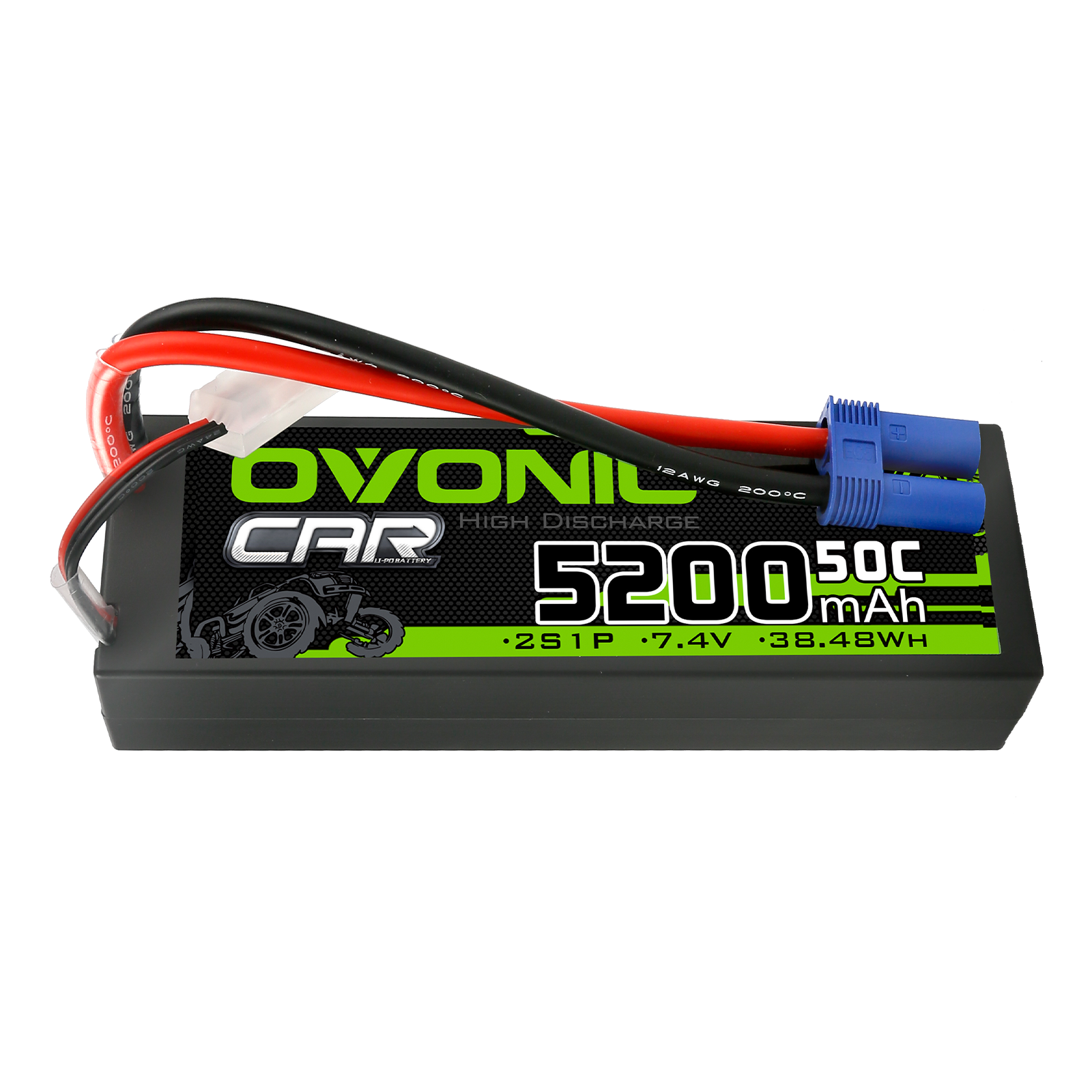 Ovonic 5200mAh 50C 7.4V 2S Hardcase LiPo Battery with EC5 Plug