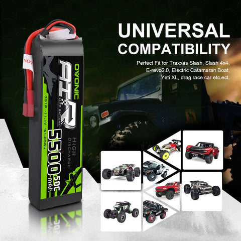 OVONIC 3S LiPo Battery Pack 5500mAh 50C 11.1V with Deans Plug for 1/10 Monster Truck RC