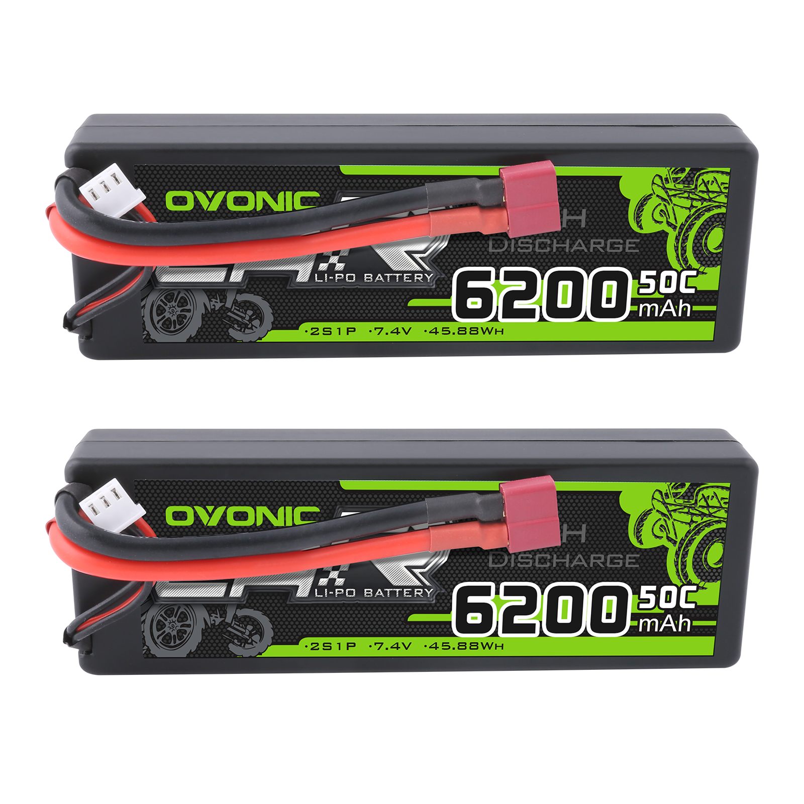 Ovonic 2S Lipo Battery 6200mah 2S1P 50C 7.4V Hard Case with Deans Plug