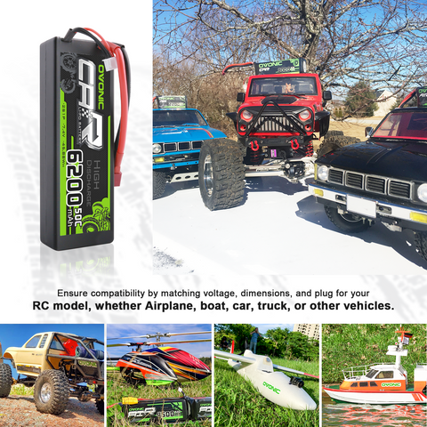 Ovonic 2S Lipo Battery 6200mah 2S1P 50C 7.4V Hard Case with Deans Plug