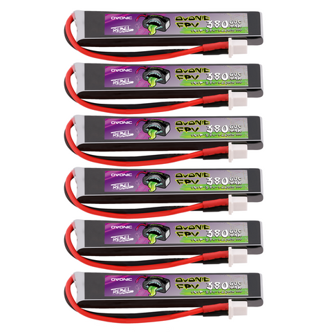 6×OVONIC Rebel 2.0 LiHV 380mAh 1S1P 3.8V 60C LiPo Battery with BT2.0 Plug for 1S Whoop