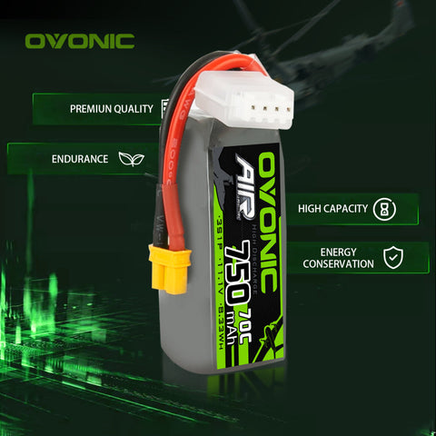 Ovonic 70C 3S 750mAh 11.1V LiPo Battery for FPV UAV