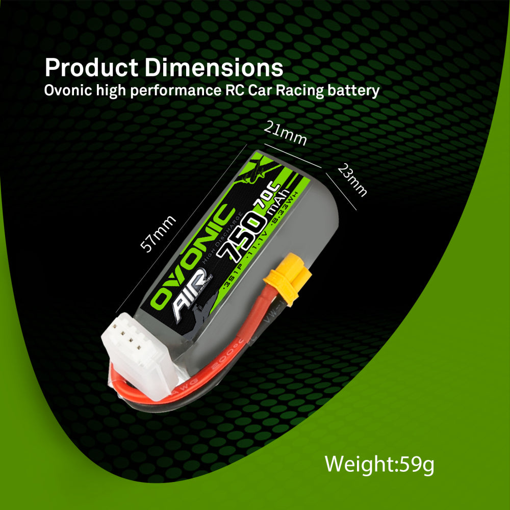 Ovonic 70C 3S 750mAh 11.1V LiPo Battery for FPV drone