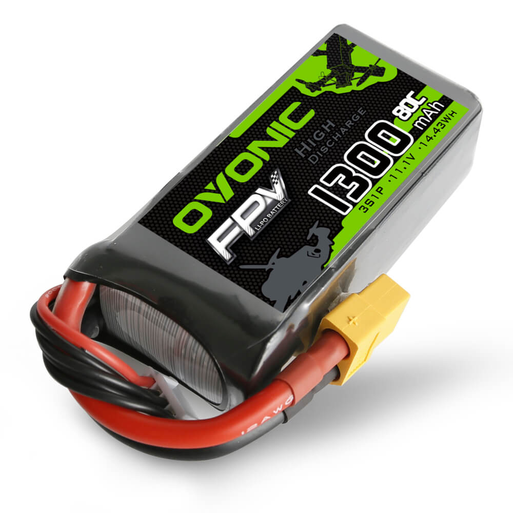 Ovonic 3S Lipo Battery Pack 1300mAh 80C 11.1V with XT60 Plug for FPV Drone