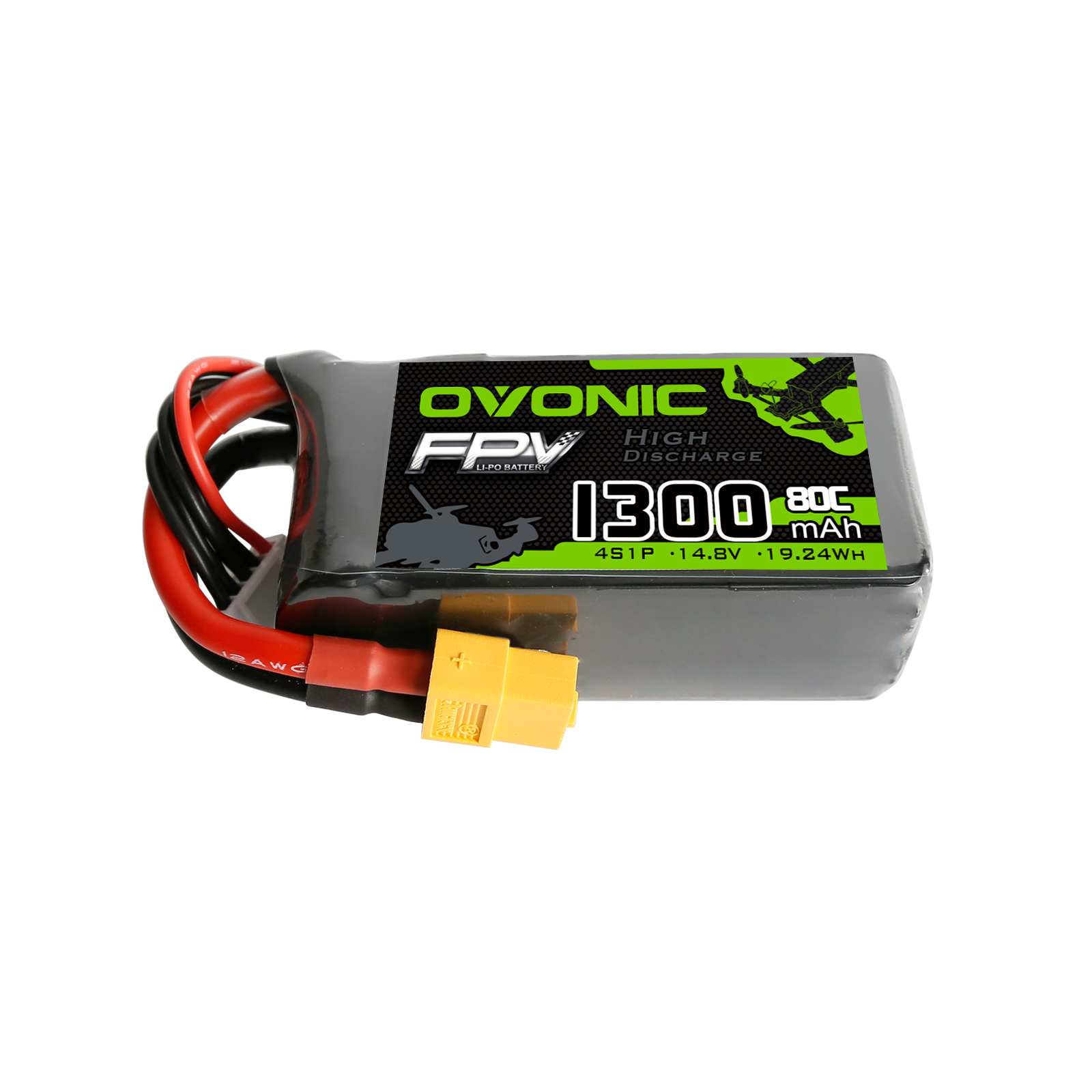 OVONIC 4S LiPo Battery Pack 1300mAh 80C 14.8V with XT60 Plug for FPV Drone Mini Drone Quadcopters