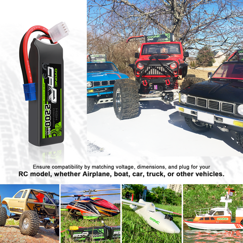 2xOvonic 2200mAh 3S LiPo Battery 11.1V 80C with EC3 Plug