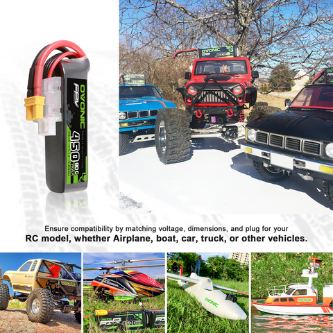 2 x OVONIC 11.1V 80C 450mAh 3S Lipo Battery Long Size with XT30 Plug