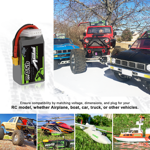 2 x OVONIC 80C 11.1V 450mAh 3S1P Lipo Battery with XT30 Plug