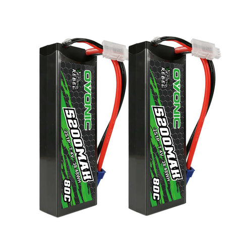 Ovonic Rebel 80C 2S 5200mAh 7.4V LiPo Battery EC5 for RC truck