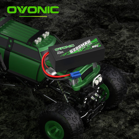 2 × OVONIC 4S Lipo Battery 6200mAh 80C 14.8V RC Lipo Battery with EC5 Plug for RC Vehicles /10 1/8 scale RC Truck