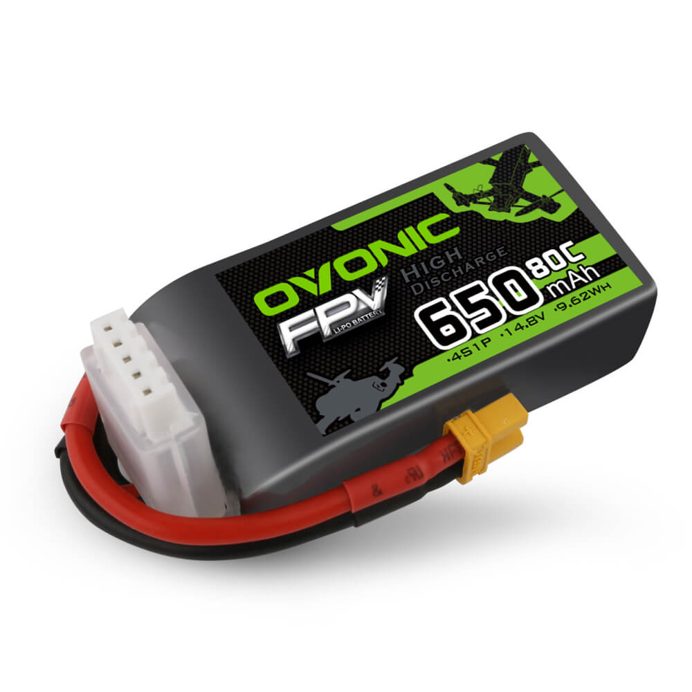 Ovonic 80C 4S 650mah Lipo Battery 14.8V Pack with XT30 Plug for FPV