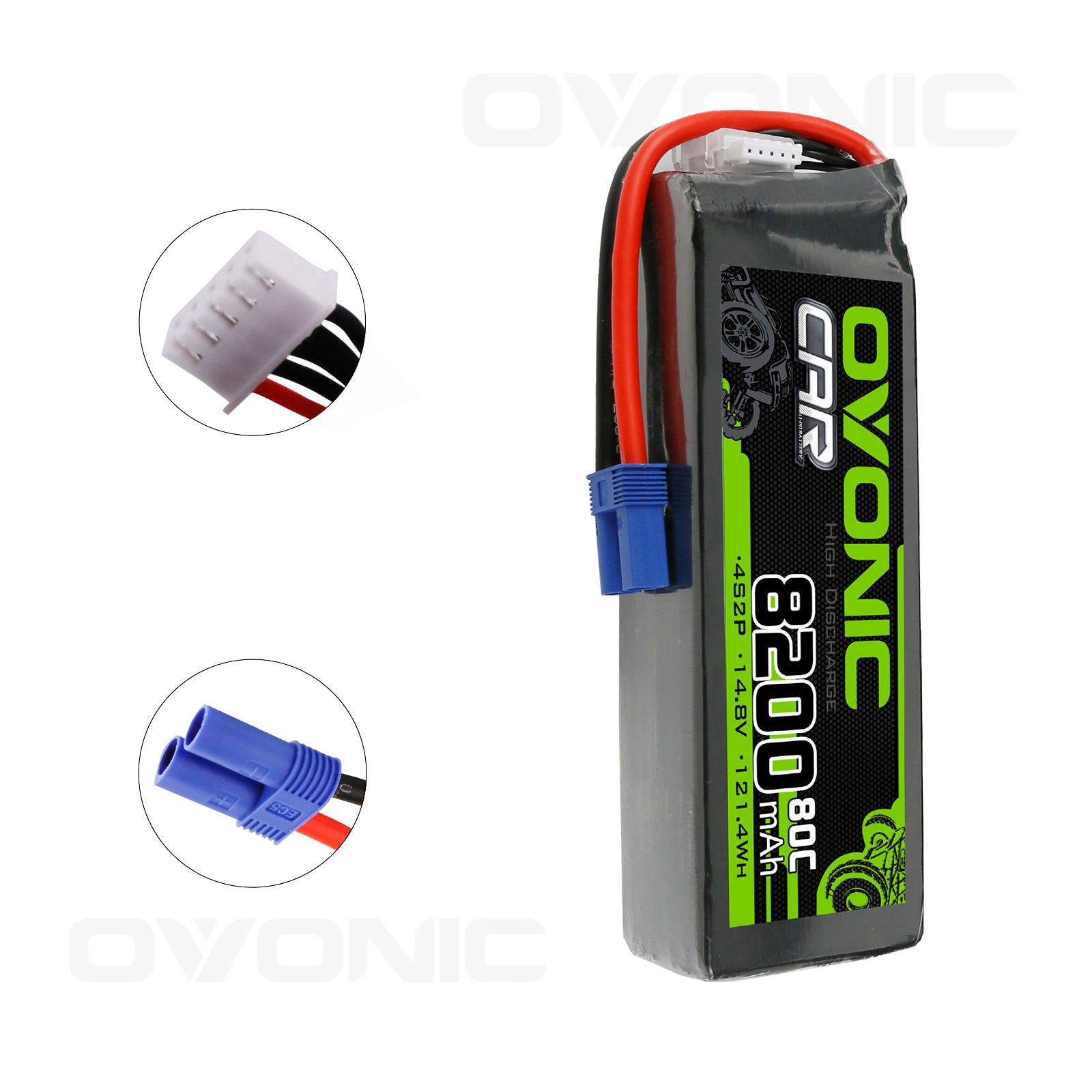 Ovonic 80C 4S2P 8200mAh 14.8V 4S LiPo Battery Pack With EC5 Plug For Arrma 1/5 8S Car