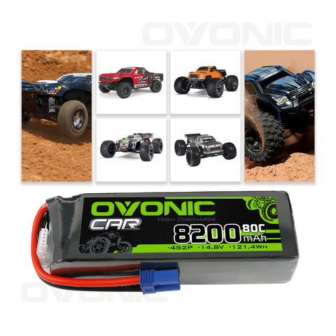Ovonic 80C 4S2P 8200mAh 14.8V 4S LiPo Battery Pack With EC5 Plug For Arrma 1/5 8S Car
