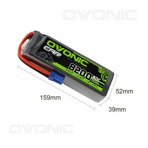 Ovonic 80C 4S2P 8200mAh 14.8V 4S LiPo Battery With EC5 Plug For 1/8 scale RC Car Arrma 1/5 8S Car