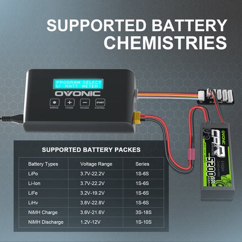 OVONIC Mate 1 Lipo Charger 100W 10A Lipo Battery Balance Charger for 1S-6S LiPo Lilon Life NiCd NiMh Pb RC Battery