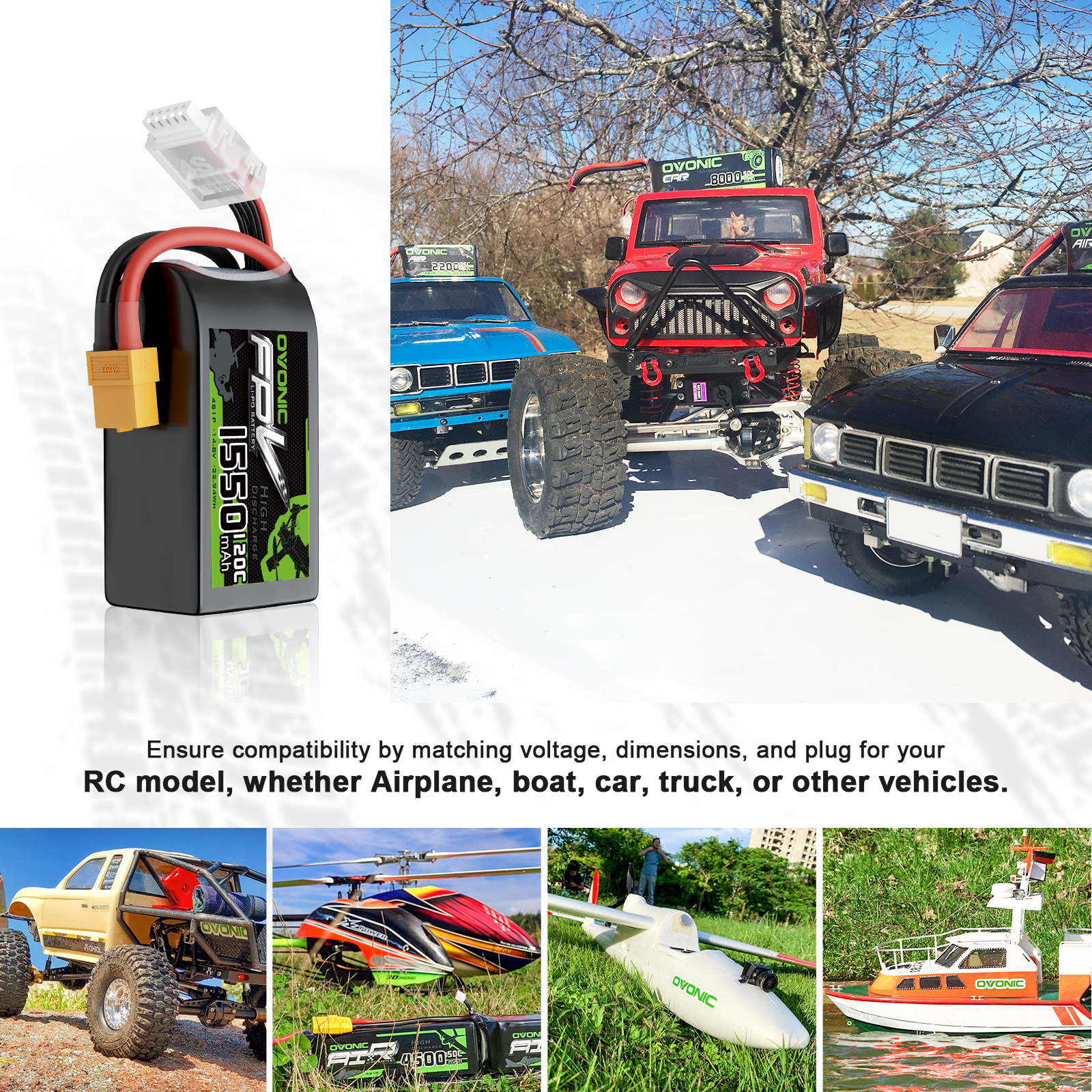OVONIC 1550mAh 4S 120C 14.8V R-Line Version 3.0 Lipo Battery with XT60 Plug