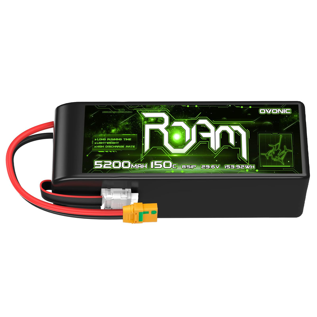 Ovonic Roam Series 8S Lipo Battery 5200mAh 8S1P 150C 29.6V with XT90 Anti Spark Plug for 8S Cinelifte Long Range Multirotor X-Class