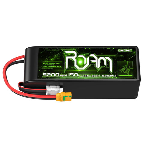 Ovonic Roam Series 8S Lipo Battery 5200mAh 8S1P 150C 29.6V with XT90 Anti Spark Plug for 8S Cinelifte Long Range Multirotor X-Class