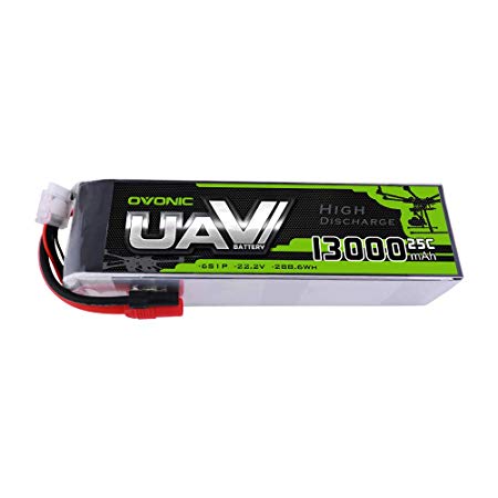 Ovonic 22.2V 25C 6S 13000mAh LiPo Battery Pack with AS150 +XT150 Plug for Multirotors Drone - Ampow