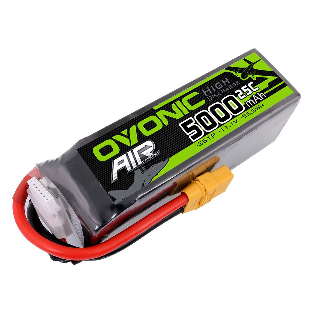 Ovonic 5000mAh 3S1p 11.1V 25C Lipo Battery Pack with XT90 Plug for RC Airplane - Ampow