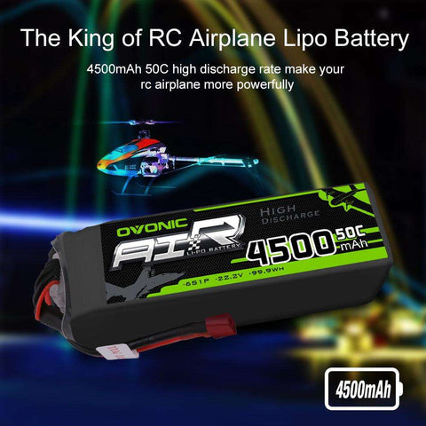 [2 Packs]OVONIC 6S LiPo Battery 4500mAh 50C 22.2V with Deans Plug for RC Plane