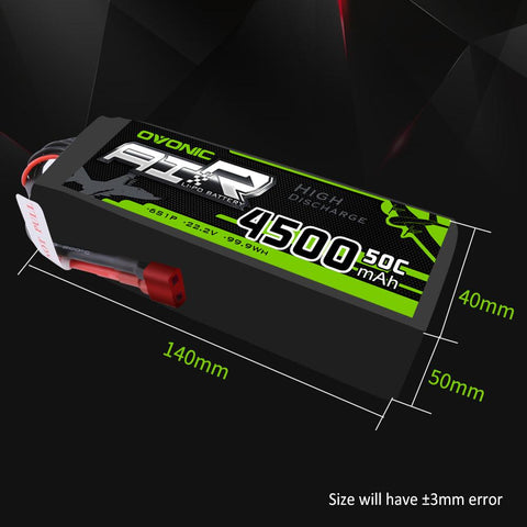 [2 Packs]OVONIC 6S LiPo Battery 4500mAh 50C 22.2V with Deans Plug for RC Plane