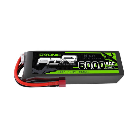 OVONIC 4S LiPo Battery Pack 6000mAh 50C 14.8V with Deans Plug for FPV Racing Drone