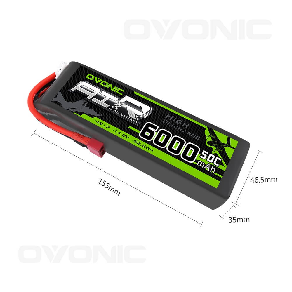 OVONIC 4S LiPo Battery Pack 6000mAh 50C 14.8V with Deans Plug for FPV Racing Drone RC Plane RC Truck