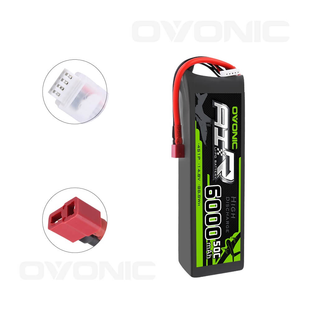 OVONIC 4S LiPo Battery Pack 6000mAh 50C 14.8V with Deans Plug for RC Truck