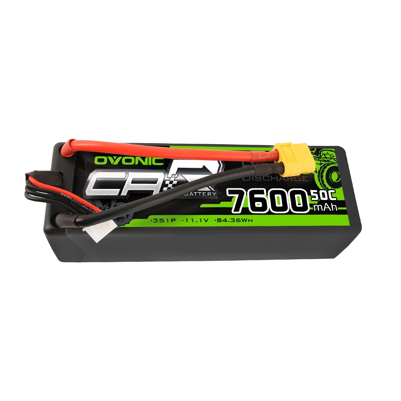 OVONIC 11.1V 7600mAh 3S1P 50C Hardcase Lipo Battery 13# with XT60 Plug for RC Car Trucks - Ampow